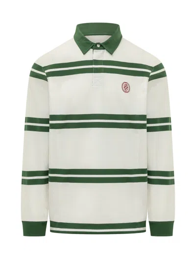 Drôle De Monsieur Drole De Monsieur Mini Striped Classic Polo In Water Green