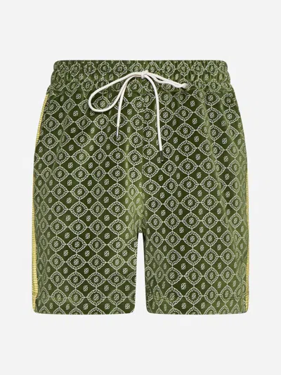 Drôle De Monsieur Monogram Cotton-blend Shorts In Green