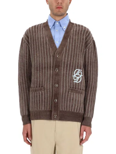Drôle De Monsieur "monogramme" Cardigan In Brown