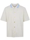 Drôle De Monsieur Monogram Shirt Short Sleeves Gold Buttons In White