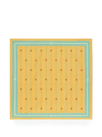 Drôle De Monsieur Monogram-print Cotton Striped Bandana In Yellow