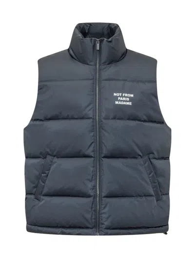 Drôle De Monsieur Padded High Neck Vest In Blue