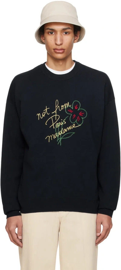 Drôle De Monsieur Navy 'la Maille Slogan Esquisse' Sweater