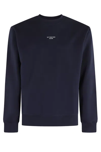 Drôle De Monsieur Navy Le Sweatshirt Slogan Classique Printed-logo Cotton Sweatshirt In Black