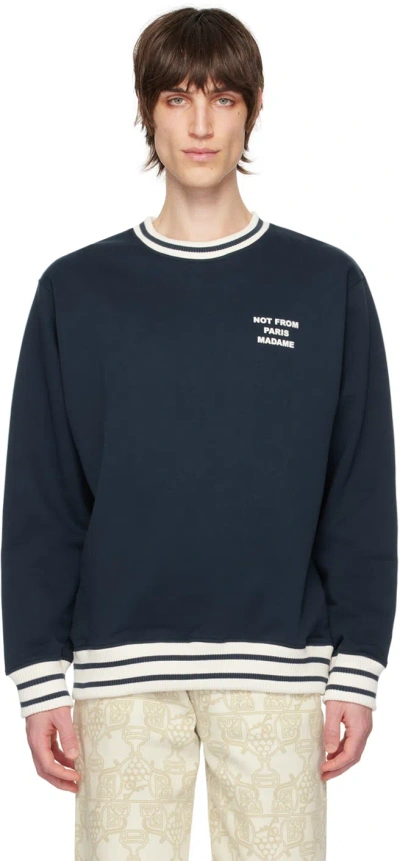 Drôle De Monsieur Navy 'le Sweatshirt Slogan Sport' Sweatshirt In Blue