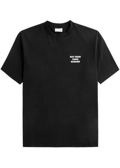 Drôle De Monsieur Black Crewneck T-shirt With Slogan Print On The Front And Back In Cotton Man