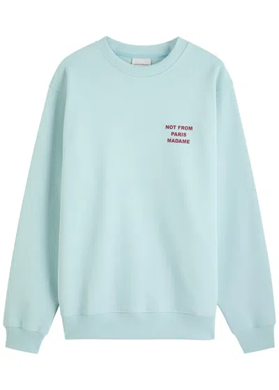 Drôle De Monsieur Nfpm-print Cotton Sweatshirt In Light Blue