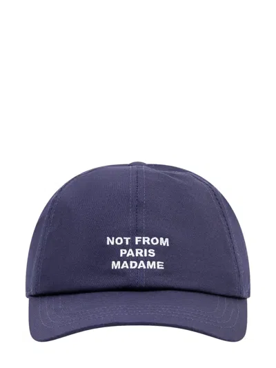 Drôle De Monsieur Drole De Monsieur Not From Paris Cotton Baseball Cap In Blue