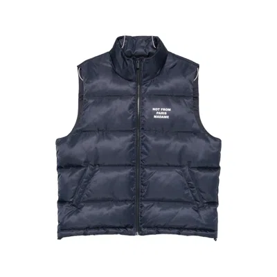 Drôle De Monsieur Quilted Gilet High Collar Outdoor Casual In Blue