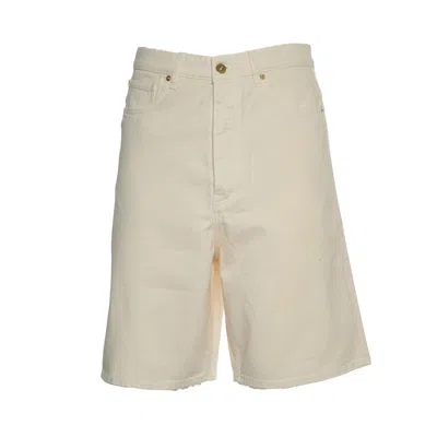 Drôle De Monsieur Oversized Denim Bermuda Shorts With Flared Leg In Neutral