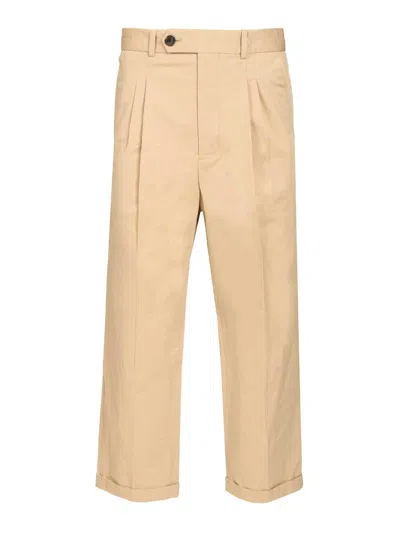 Drôle De Monsieur Cropped  Plis Trousers In Nude