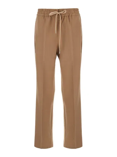 Drôle De Monsieur 'le Pantalon Droit' Brown Pants With Elastic Drawstring Waist