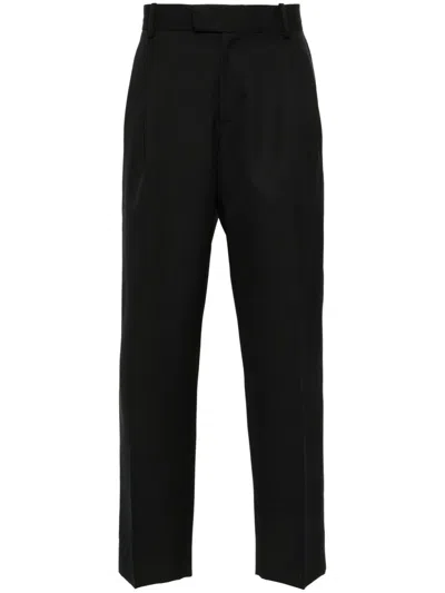 Drôle De Monsieur Golfer Tailored Straight-leg Polyester Wool-blend Formal Pants In Black