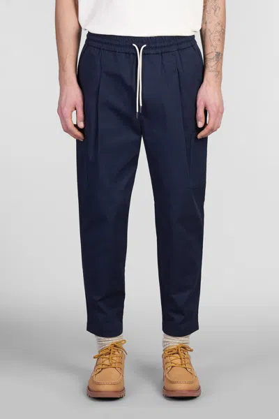 Drôle De Monsieur Cotton Straight Cropped Trousers In Navy