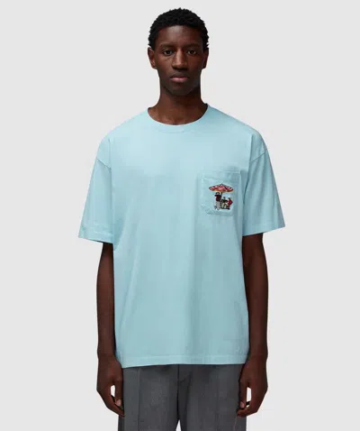 Drôle De Monsieur Parasol T-shirt In Light Blue