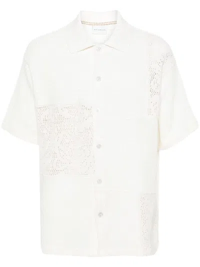 Drôle De Monsieur Patchwork Cotton Shirt In Nude