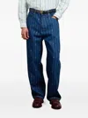 Drôle De Monsieur Pinstriped Jeans In Blue