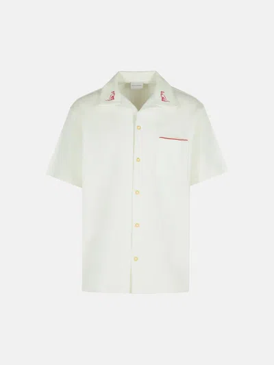 Drôle De Monsieur 'piquee' White Cotton Shirt