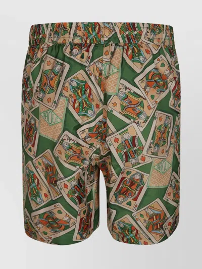 Drôle De Monsieur Playing Card Printed Bermuda Shorts In Green