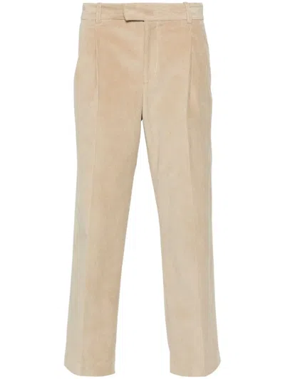 Drôle De Monsieur Pleated Corduroy Trousers In Brown