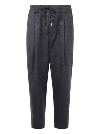 Drôle De Monsieur 'le Pantalon Élastiqué' Grey Pants With Elastic Drawstring Waist In Black