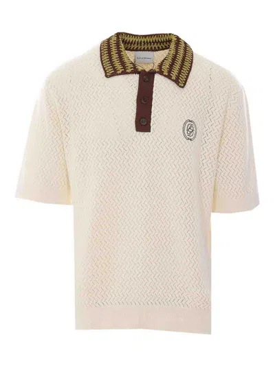 Drôle De Monsieur Maille Ajoure D Miroir Polo In White