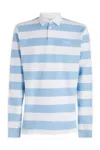 Drôle De Monsieur Light Blue And White Striped Polo Shirt With Logo Embroidery In Lbe