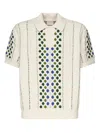 Drôle De Monsieur Brode Patterned-intarsia Cotton-knit Polo Shirt
