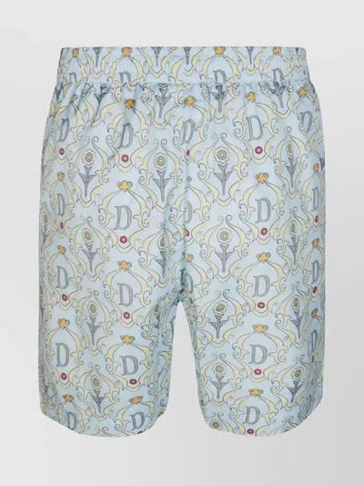 Drôle De Monsieur Printed Beach Shorts Featuring Pockets In Multi