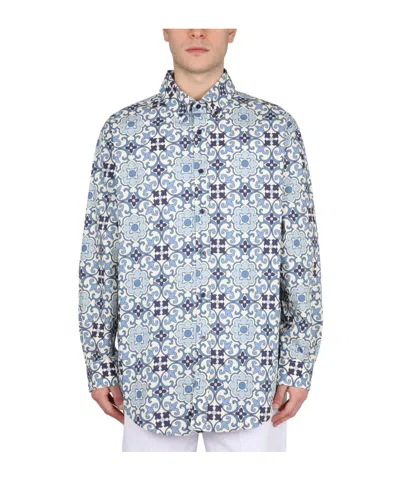 Drôle De Monsieur Printed Long-sleeved Shirt In White