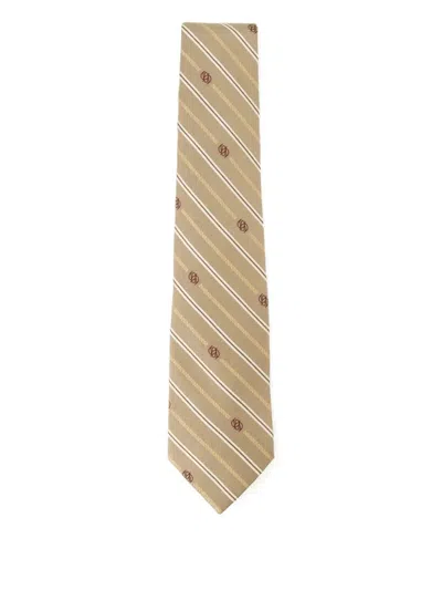 Drôle De Monsieur Rayure Monogramme Striped Tie In Brown