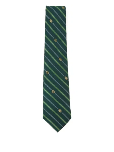 Drôle De Monsieur Rayure Monogramme Tie In Green