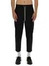 Drôle De Monsieur Black Carrot Pants With Drawstring In Wool Blend Man In Black