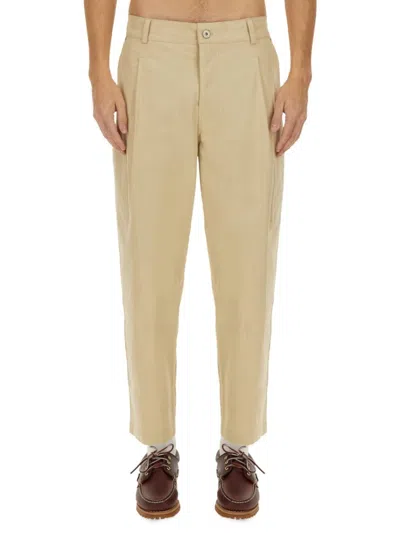 Drôle De Monsieur Relaxed Fit Cropped Pants With Tapered Leg In Neutral