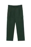 Drôle De Monsieur Straight Leg Cargo Wool Pants With Pleats In Green