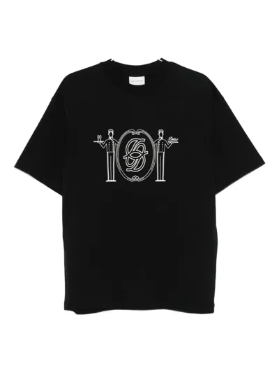 Drôle De Monsieur Room Servise-print Cotton T-shirt In Black