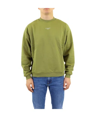 Drôle De Monsieur Round Collar Long Sleeve Sweater In Green