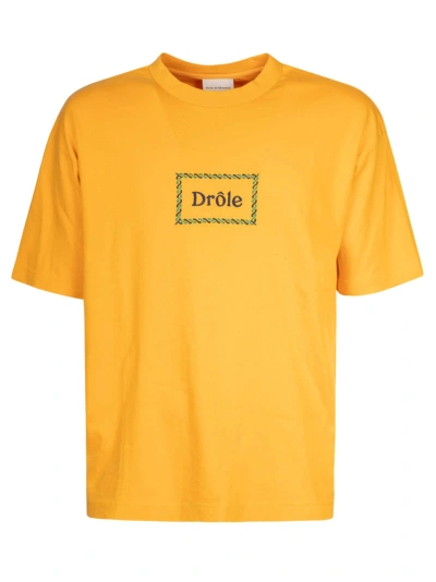 Drôle De Monsieur Round Neck Logo T-shirt In Ocre