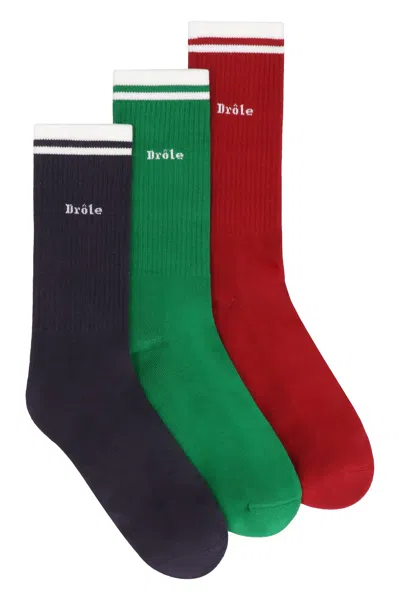 Drôle De Monsieur Set Of Three Socks In Multicolor