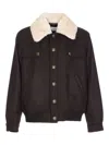 Drôle De Monsieur Long Sleeve Jacket With Faux Fur Collar In Blue