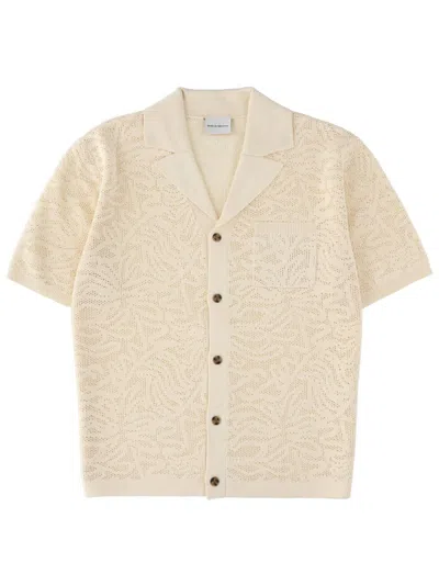 Drôle De Monsieur Casual Cotton Button-up Shirt For Men In Neutral