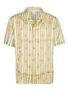 Drôle De Monsieur 'la Chemise Bijoux' Multicolor Bowling Shirt With Cuban Collar And All-over Striped Motif In Multicolour