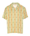Drôle De Monsieur 'la Chemise Bijoux' Multicolor Bowling Shirt With Cuban Collar And All-over Striped Motif In Nude