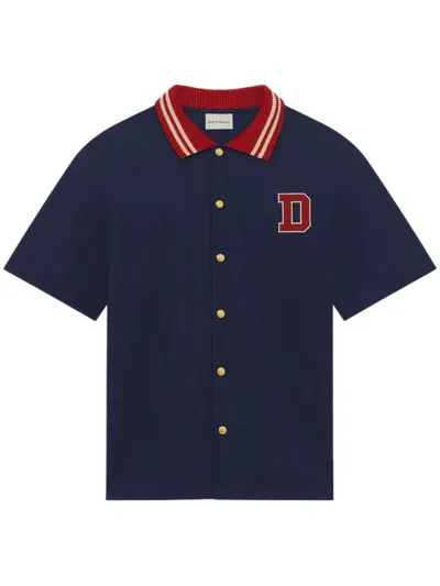 Drôle De Monsieur Short-sleeved Button-up Shirt In Blue