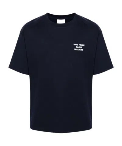 Drôle De Monsieur Black Crewneck T-shirt With Slogan Print On The Front And Back In Cotton Man