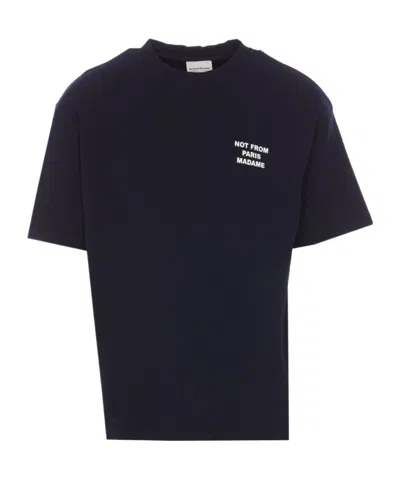 Drôle De Monsieur Black Crewneck T-shirt With Slogan Print On The Front And Back In Cotton Man