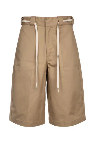 Drôle De Monsieur Cappuccino Polyester Blend Bermuda Shorts In Beige O Tan