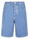 Drôle De Monsieur Blue 'le Short Baggy Rayures' Denim Shorts In Blue