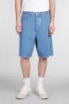 Drôle De Monsieur Blue 'le Short Baggy Rayures' Denim Shorts In Blue