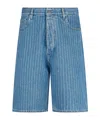 Drôle De Monsieur Blue 'le Short Baggy Rayures' Denim Shorts In Blue